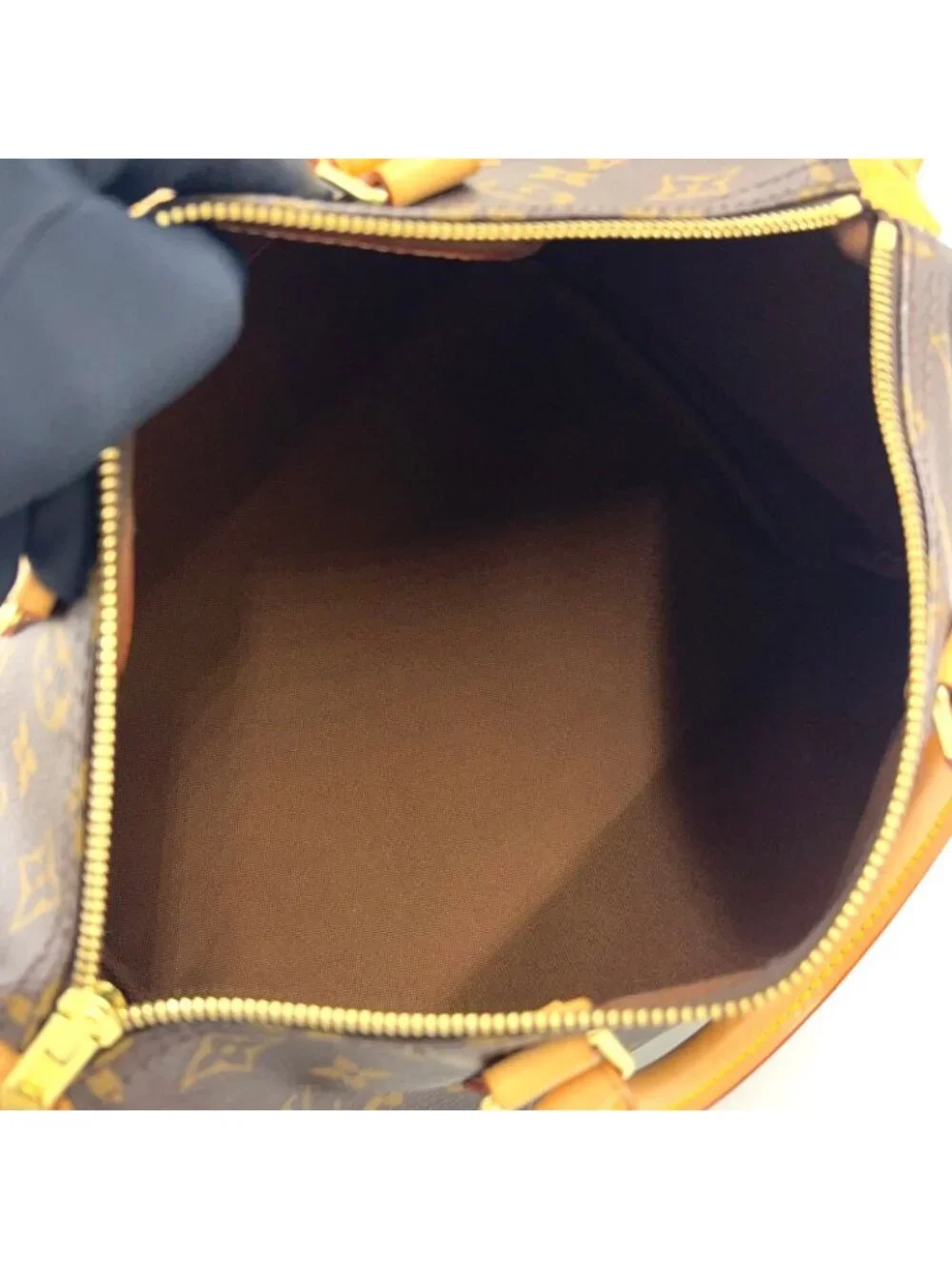 Louis Vuitton Speedy 30 Monogram Leather Brown Handbag Gold